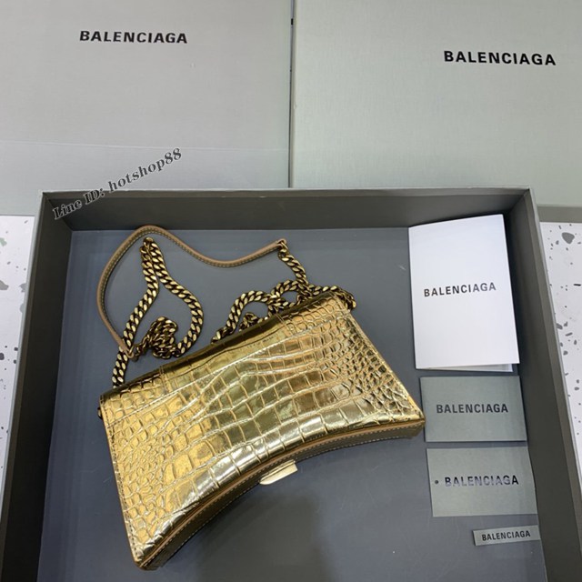 Balenciaga專櫃爆款鱷魚紋鏈條包女士肩背包 巴黎世家沙漏鏈條斜挎包 fyj1884